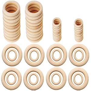 TsLinc 40 Pcs Natural Wood Rings, Wooden Rings for Macrame Early Years Loose Parts Play 2 Size Natural Resources for Early Years Loop Ring for Craft DIY Jewelry Findings (55mm, 30mm)