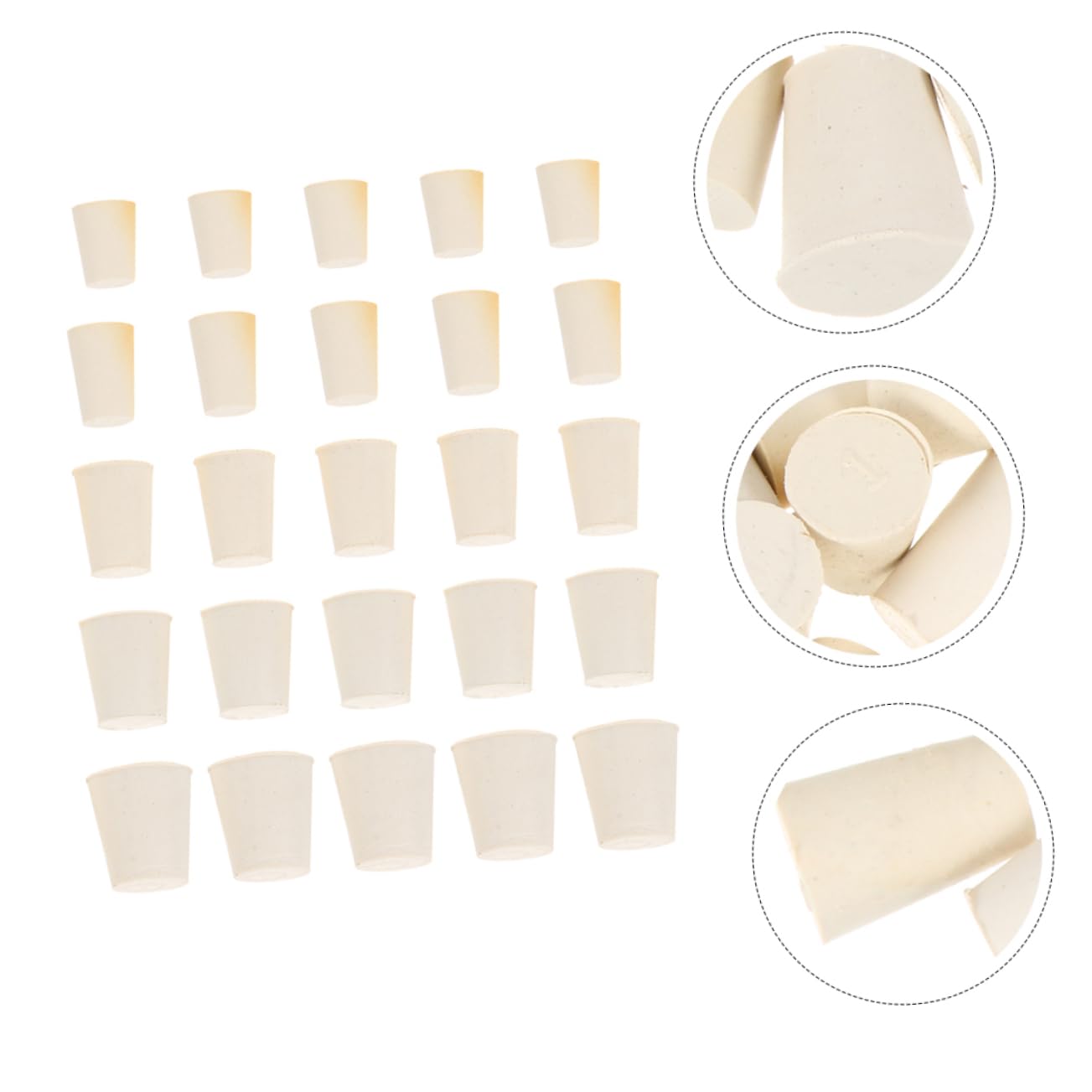 Cabilock Tapered Flask Sealing Plug 50pcs Solid Rubber Stopper Heat-Resistant Acid Alkali Resistant Lab Research Tool