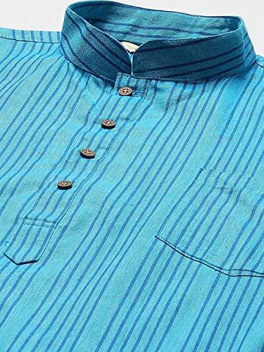 Image of Rajubhai Hargovindas Green Khadi Half Sleeve Kurta