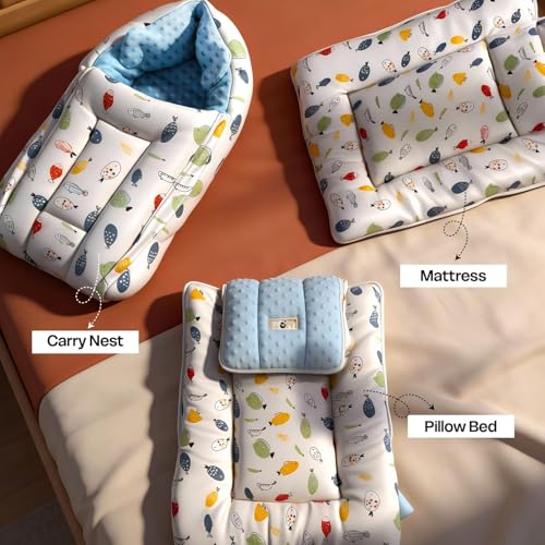 Image of StarAndDaisy 3 in 1 Baby Sleeping Bag /Baby Bedding Set for new Born, Baby Bed for New Born /Foldable & Washable Cotton Design /Comfortable Sleeping Bag for Baby Bed for 0-12 Months (White)