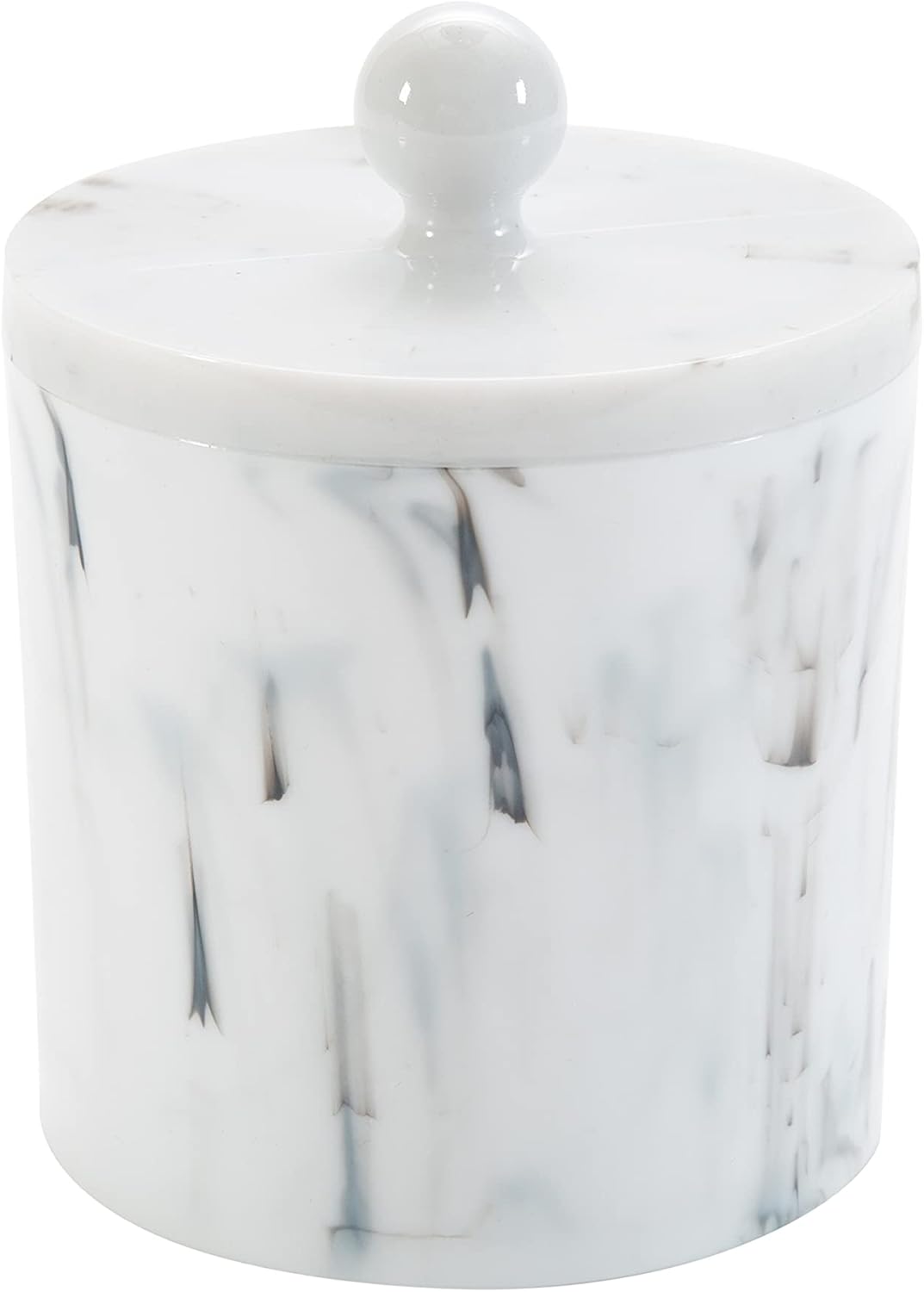 Simplify Q-Tip and Cotton Holder | Dimensions: 3.74" x 3.74" x 4.33" | 2 Compartments | Great for Bathroom | Vanity | Dresser | Durable | Lightweight | Bath Accessories | Marble