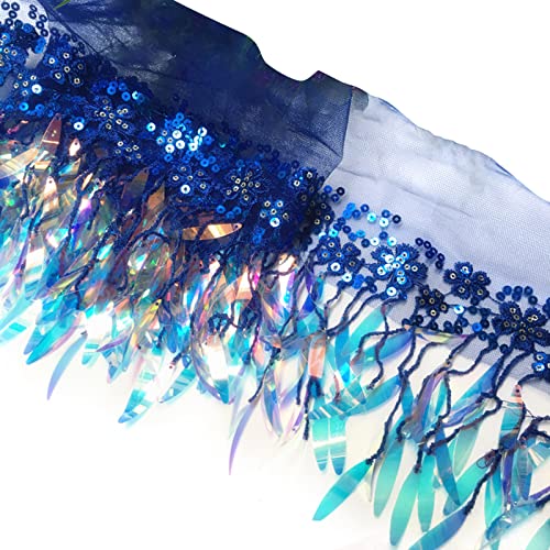 BABYVIVA 1 Yard Blaues Paillettenband Netzstoff