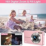 Digital-Camera-Kids-Camera-with-32GB-Card-FHD-1080P-44MP-Vlogging-LCD-Screen-16X-Zoom-Compact-Portable-Mini-Rechargeable-Gifts-for-Students-Teens-Adults-Girls-Boys-Pink