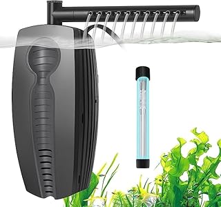 165GPH Aquarium U-V Filter 8W Adjustable Fish Tank Filter Pump Submersible Internal Filter for 10-50 Gallon Tank, with Biochemical Cotton, Activated Carbon Cotton, Ceramic Balls