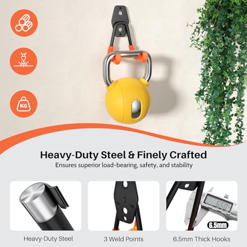 Wallavant 630-GHOOK-12PC-O Garage Hooks Heavy Duty, 14 Pack Wall Mount Storage Hangers With Mop Broom Holders And Extension Cord Holder Organizer, For Power Tool, Garden Tool, Utility thumb #2