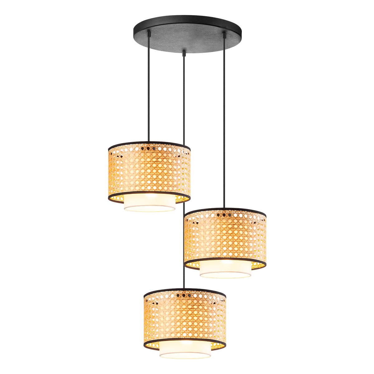 AKWAY Bamboo Pendant Lights - Set of 3 -2