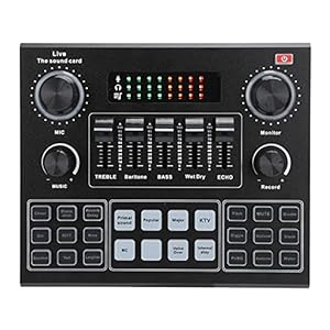 V9 Bluetooth Soundkarte, Mixer Voice Soundboard Live, Bluetooth Sound Mixer Board mit 16 Effekten, Audio Mixer für…