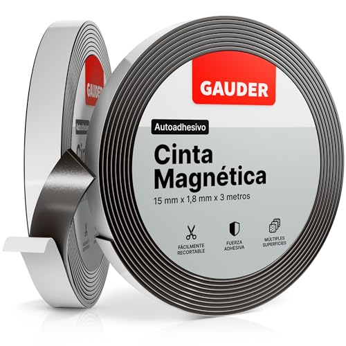 GAUDER Cinta Magnética Adhesiva | Banda Magnética Autoadhesiva | Tira de Imán Flexible