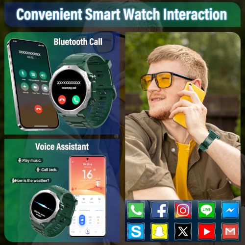 Image of Smart Watch for Men (Answer /Make Calls), Rugged Men's Military Smartwatch, 1.39 inch HD Fitness Tracker with Heart Rate /Sleep /Step Monitor, 110+ Sport Modes, IP68 Waterproof Activity Tracker Android iOS