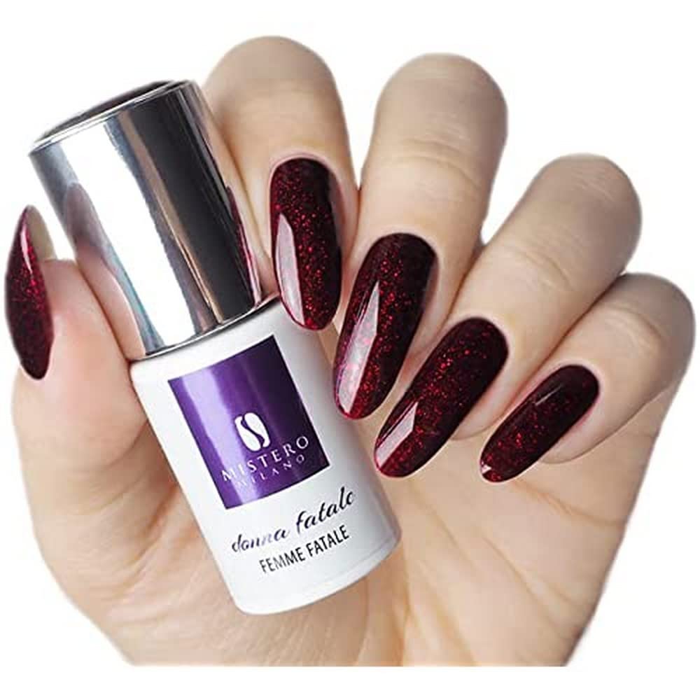 Mistero Milano, Soak Off UV LED, Bordowy hybrydowy lakier do paznokci – Femme Fatale (1205), 6 ml, Trwałe lakiery dla profesjonalistów