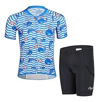 Ensemble Maillot De Cyclisme Enfant YFCH - Maillot Manche Courte + Cuissard Rembourré Thermique Garçon Fille
