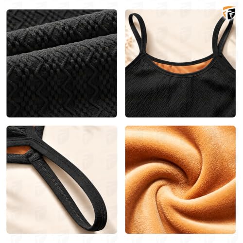 Image of FF Fleece Lined Thermal Top for Women, Stretchable Soft Stylish Warm Inner Wear Women Thermal Spaghetti, Comfortable Fitted Thermal Tank Top Body Warmer for Women