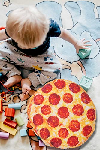Linil Pizza Shaped Pillow Funny 3D Giant Round Food Plush Stuffed Pillow Novelty Throw Cushion Stuffed Animal Toy 16" #TOP4