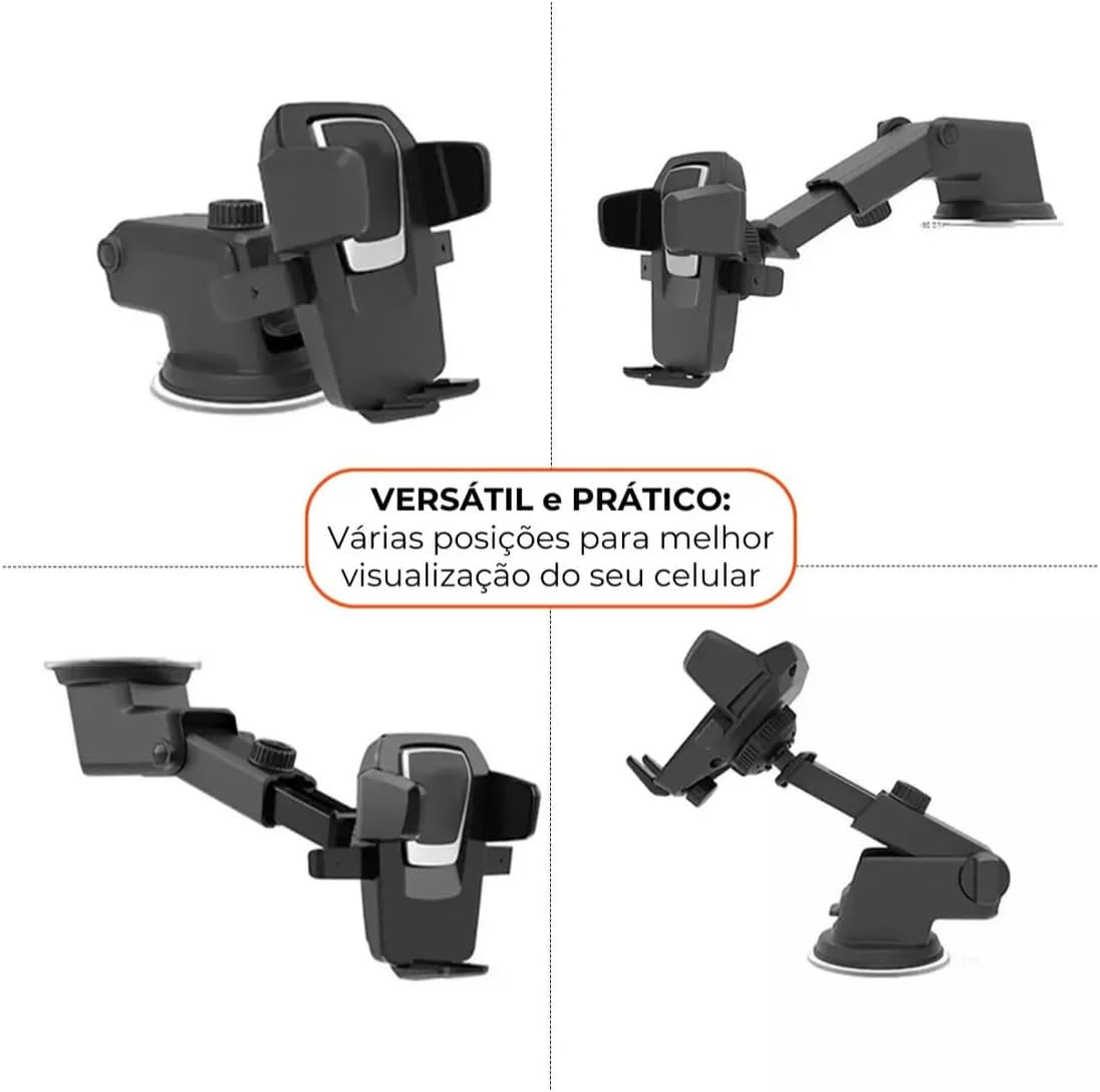 Suporte Celular Carro Veicular para GPS Smartphone Painel Ventosa que Gruda Trava Automática Antiqueda para Uber Taxi Waze Maps 99 Universal 4 514C26qoOVL. AC SL1200