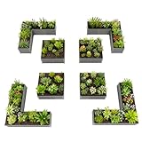 A ANLEOLIFE 8-Piece 18 Inch Tall Quartz Grey Raised Garden Beds Kit, L-Shaped & Square Metal Planters –Ideal for Structured Backyard Layouts.
