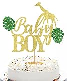 Qerleny Welcome baby boy cake topper tropical jungle baby boy shower cake topper-welcome baby boy ca
