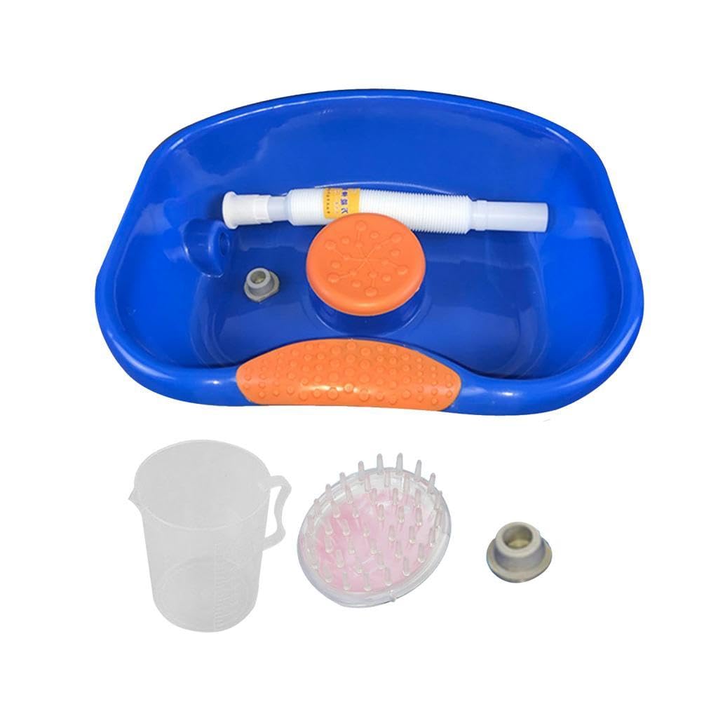 T TOOYFUL Plastik Bett Shampoo Waschbecken Haarwaschbecken Waschbad mit Schlauch, Runder Rand - mit Bürstenbecher