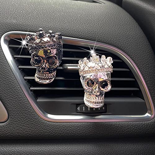 Image of ZOSTLAND Metallic Texture Car Decorative Clip,Auto Air Fresheners Clip, Terror Car Vent Clip,Personalized Automotive Interior Decoration Accessories,Car Decor Gift (2pcs Skull)