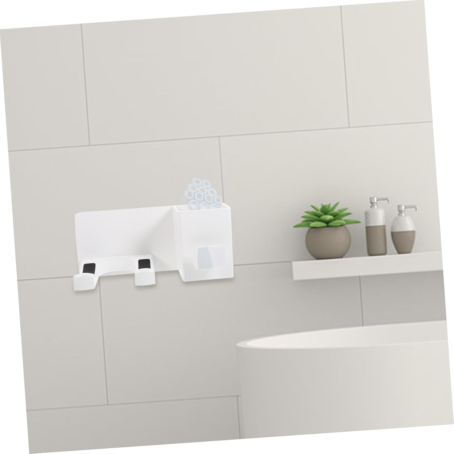 Luxshiny Hair Dryer Holder Wall Mount Punch Storage Rack for Blow Dryer Smooth Edges Strong Load-Bearing for Bathroom Bedroom
