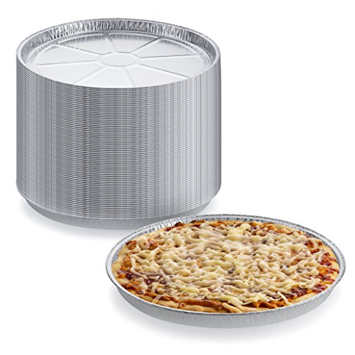Pack of 25 Disposable Round Foil Pizza Pans – Durable Pizza Tray for Cookies, Cake, Focaccia and More – Size: 12-1/4″ x 3/8″