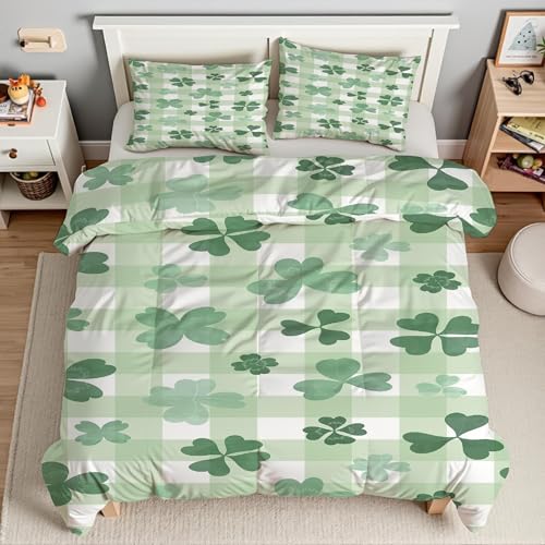 Housse de couette trèfle vert 90x190 parure de lit microfibre douce - 4