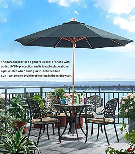 Parasol de jardín de madera CLSDRZC sombrilla de terraza exterior para piscina sin base 6