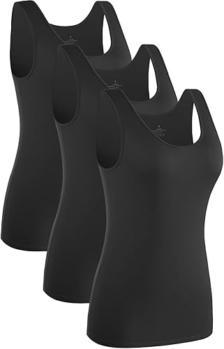 ROSYLINE - Camisetas sin mangas para mujer, paquete de 4 unidades, camiseta básica de ropa interior, camisetas en capas