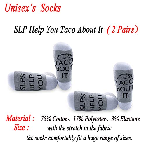 JXGZSO Speech Language Pathologist Gift Speech Therapy Gifts SLP Help You Taco About It Socks With Saying Funny SLP Gift2