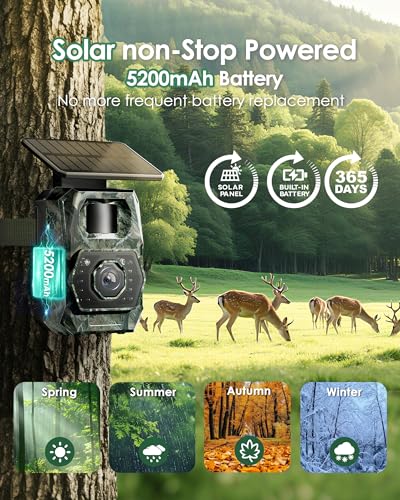 image for MAXDONE Solar Trail Camera WiFi Bluetooth - Game Cameras with Night Vi