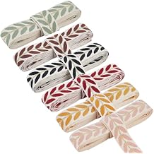 6 Rolls 6 Colors 1 Inch Colorful Jacquard Embroidered Ribbon Boho Leaf Pattern Embroidery Applique Ribbons Woven Fabric Trim Tape for Sewing Making Crafts Clothes Dresses Costumes home Decor