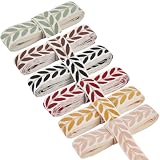 CABODYALS 6 Rollo de Cinta Jacquard Bordada de Hojas de 16.45 m Y 25mm con Estampado de Hojas Multicolor, Cintas Planas de Poliéster para Coser, Hacer Bolsos, Cinturones, Accesorios Y Manualidades.