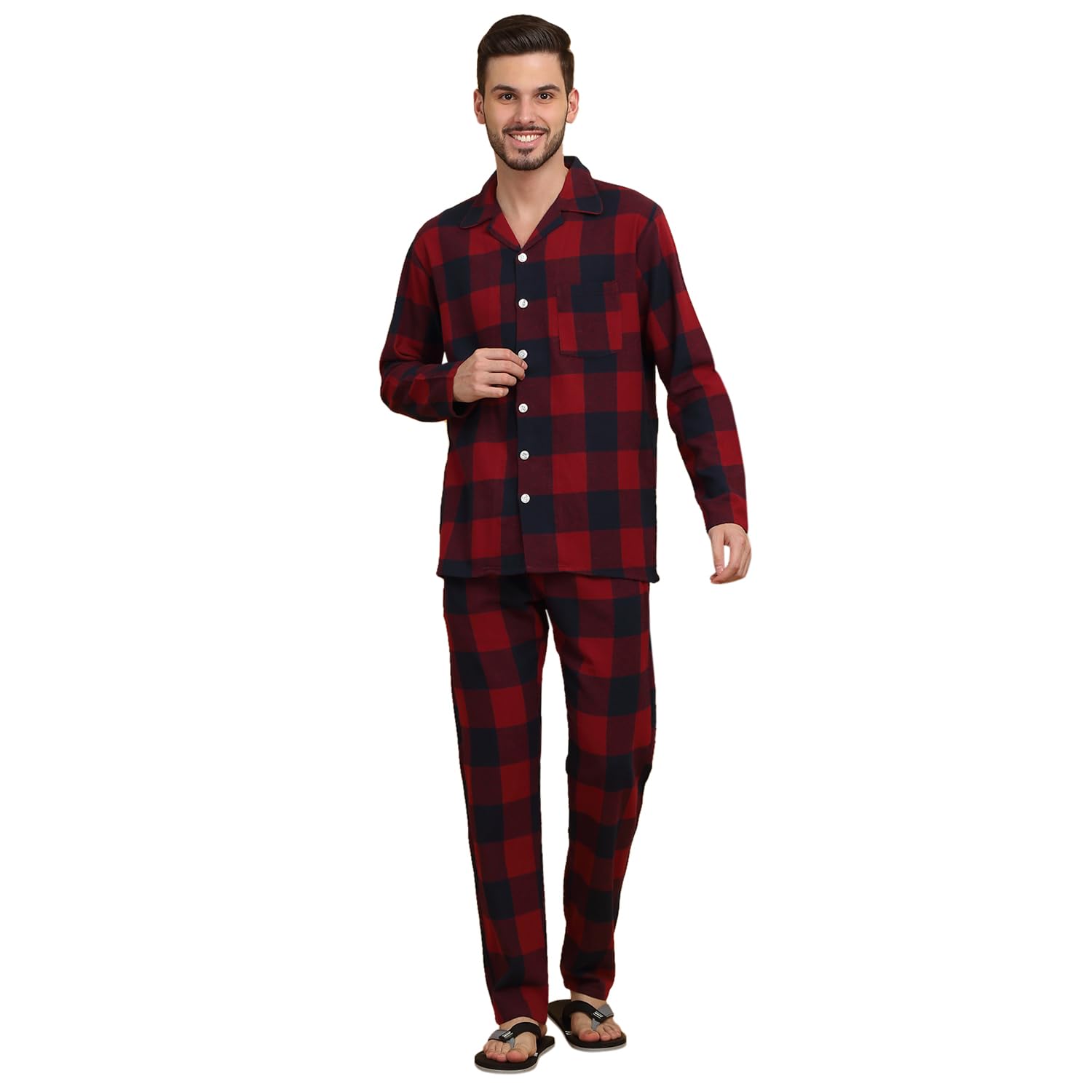 sweet dreams Men Checks Pyjama Set-picture-28