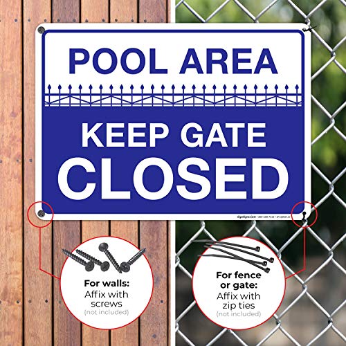 Panneau Pool Area Keep Gate Closed de qualité supérieure en aluminium inoxydable durable - 4