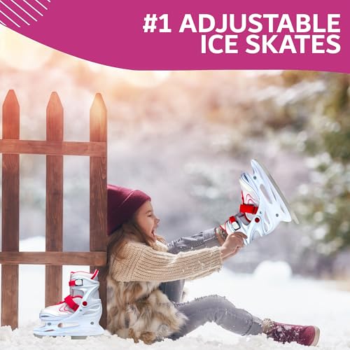 Image of Xino Sports Adjustable Ice Skates - for Girls and Boys, Two Awesome Colors - Blue and Pink, Soft Padding and Reinforced Ankle Support, Fun to Skate!