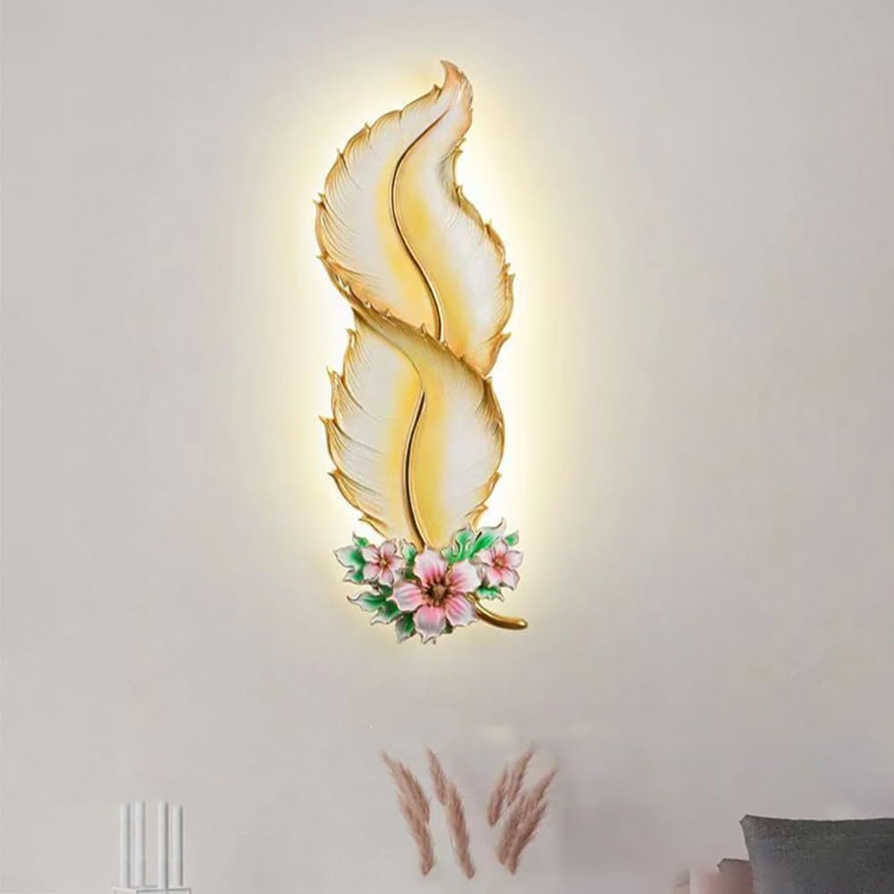 JYBNBBE Wall Sconces for Bedroom Plume LED Interior - Resin Sconce Light with Home Living Room Corridor Background Decor