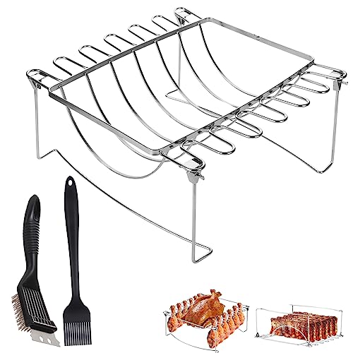 Homealexa Parrilla Barbacoa, Soporte para Tapa de Acero Inoxidable, Accesorios para Asar a la Parrilla, Soporte para Comida de Barbacoa Asador de Pollo para Carne a la Parrilla Barbacoa