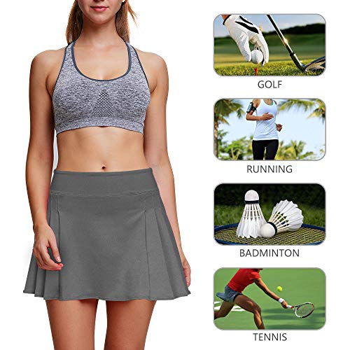 Rainbow Tree Tennis Skirts for Women Golf Skirt Tennis Skort Pleated with Side Inner Pockets Indoor Exercise,Runs Large Grey