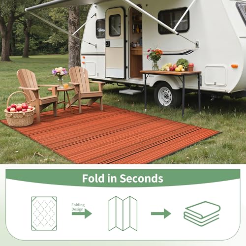 Image of GENIMO Fall Decor Outdoor Rug, Plastic Rugs for Patio, 6'x9' Carbon Orange