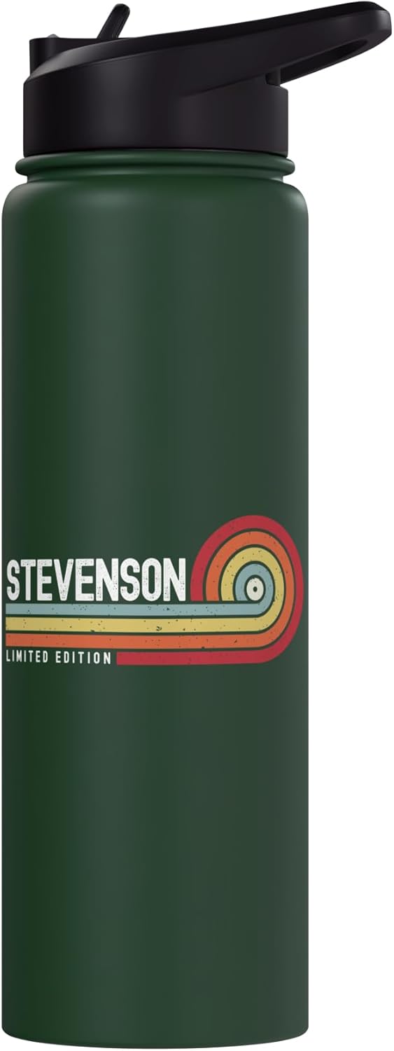 Stevenson Proud Family Retro Sunset Last Name Surname Stainless Steel Insulated Water Bottle