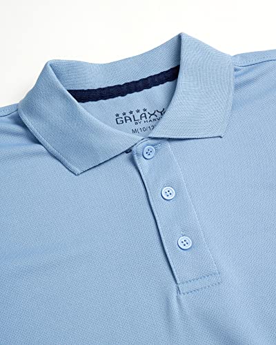 Galaxy By Harvic Boys' School Uniform Shirt - 2 Pack Moisture Wicking Short Sleeve Polo T-Shirt (8-20), Size 10-12, Light Blue #TOP4