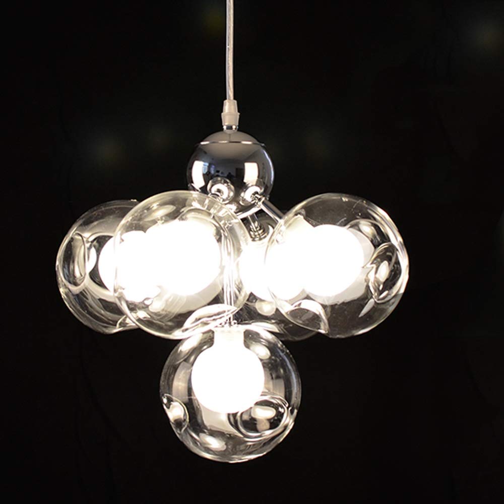 Pendentif lumière moderne à 5 bulles pour escalier duplex