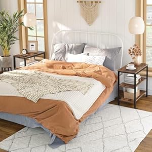 HOOBRO End Table, Simple Rustic Side Table with 3-Tier Storage Shelf, Narrow Nightstand for Small Spaces, , for Living Room, Bedroom,Easy Assembly, Industrial Design, Rustic Brown and Black BF14BZ01 HOOBRO End Table Simple Rustic Side Table with 3 Tier Storage Shelf Narrow Nightstand for Small Spaces for Living Room BedroomEasy Assembly Industrial Design Rustic Brown and Black BF14BZ01