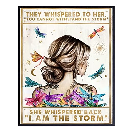 Inspirational Positive Quotes Wall Decor - She Whispered Back I Am The Storm - Hippie Boho Wall Art - Motivational Poster - Encouragement Gifts for Women - Rustic Bedroom Living Room Home Office