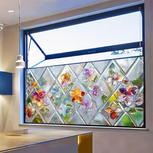 Película Decorativa para Ventana Floral BlissYard 39.3x17.7 pulgadas miniatura 1