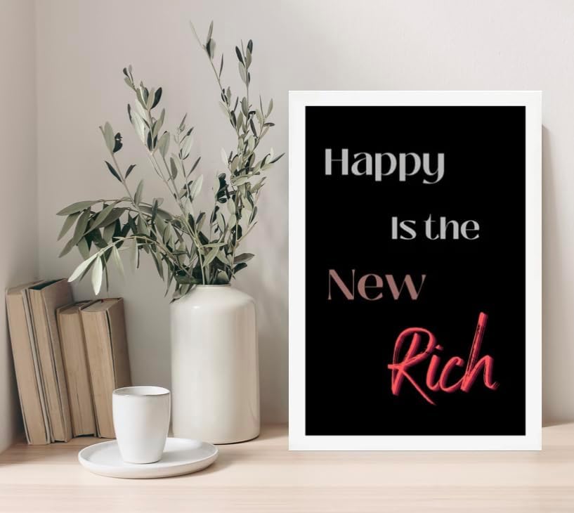 Miniatura 6 de Happy is the New Rich - Arte de pared impreso de 11 x 17 pulgadas, arte de pared motivacional con citas positivas, póster inspirador, decoración de