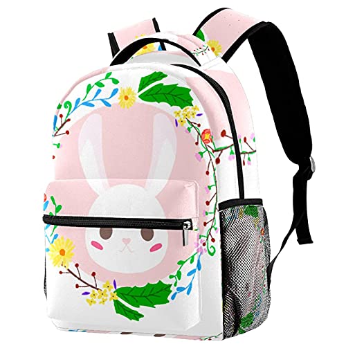 Sac à dos voyage fille garçon lapin rose avec porte-bouteille intégré