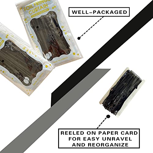 2 Packs Black Metallic Foil Fringe Tinsel Table Skirts For Rectangle Tables Streamer Curtains Backdrop For Birthday Wedding Christmas Graduation Baby Shower Halloween Party Decoration -29X108 Inch #TOP1