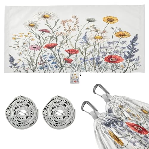 Haskirky Wildflower Camping Hammock, Single Portable Hammocks with Tree Straps & Attached Carry Bag, 330Lbs Capacity Perfect for Outside Indoor Hiking Beach Backpack Travel