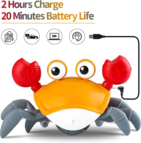 Image of Kidology Crawling Crab Infant Tummy Time Toys for Kids | Kids Electronic Musical Light Up Toy with Automatically Avoid Obstacles Build in Rechargeable Battery, Blue