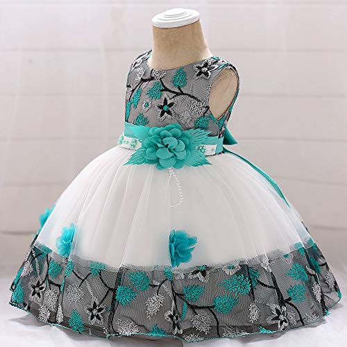 2T 24 Months 3T Fancy Green Baby Girls Dress Fit Knee Length Tulle Vintage Princess Floral Summer Baptism Wedding Party Little Girl Dress 2 3 #TOP1